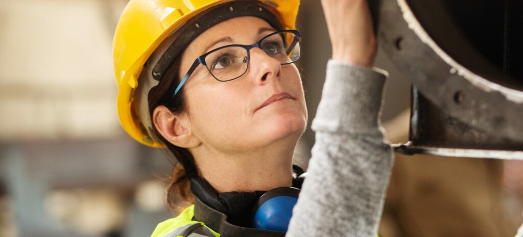 Female engineers working