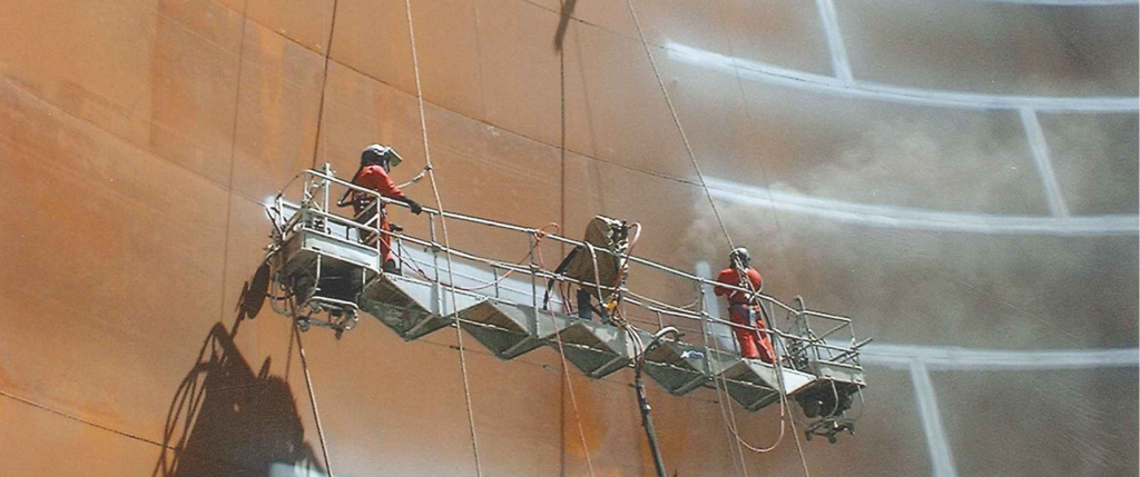 high velocity thermal sprayed coating on a large wall