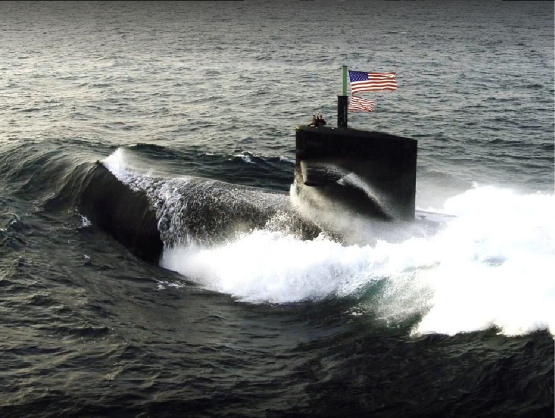 submarine breaching the water